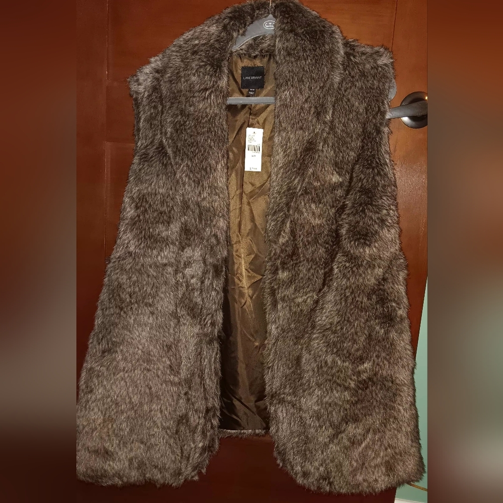 Lane Bryant Faux Fur Brown Vest